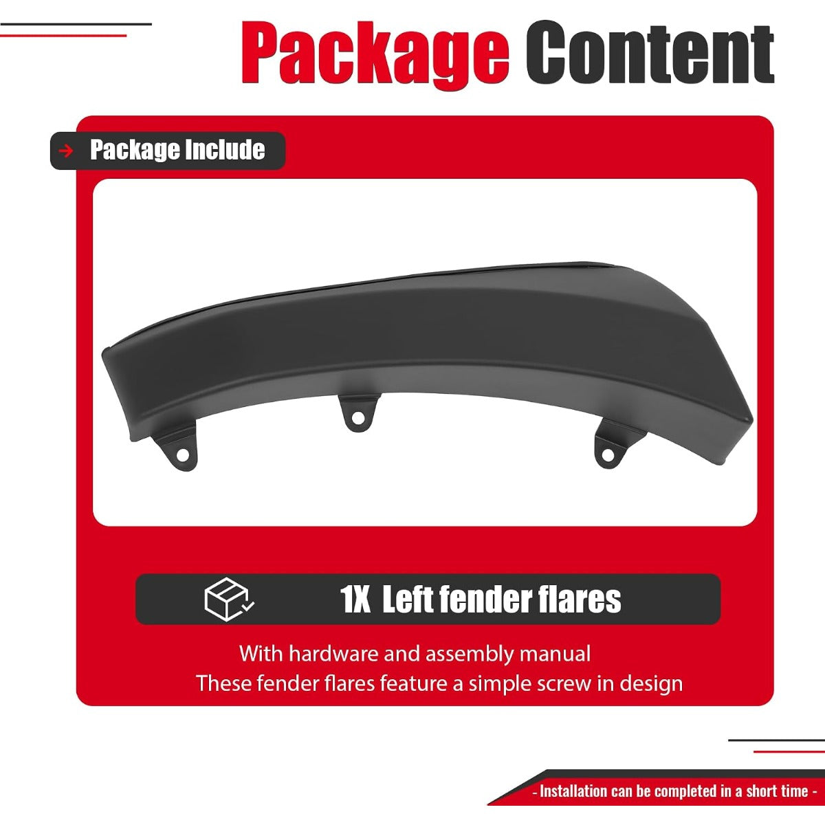 Left Fender Flare Set Compatible with 2011-2018 Ram 4500 5500 | Wheel Arch Cover Protector Set Plastic(PP) Textured Black Driver Side