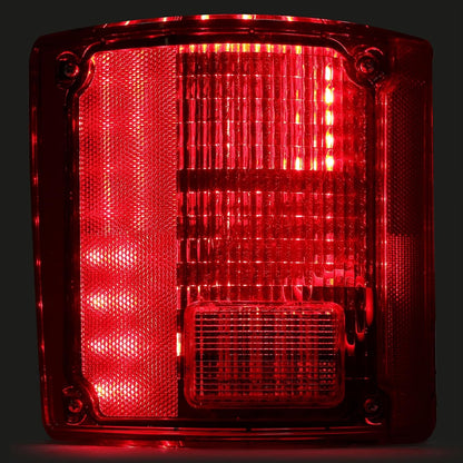 HECASA LED Tail Light Compatible with 1975-1986 Chevy Chevrolet C10 Tail Lamp Red Lens Plastic w/LED Light and Wiring Pair Replacement for CTL7387LED-L CTL7387LED-R