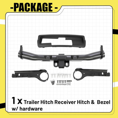 Class IV Trailer Hitch Receiver and Bezel Compatible with 2011-2022 Jeep Grand Cherokee Replacement for 82212180AC 82212180AD 3 Stages 2-inch Square Receiver (You Will Receive 2 Packages) LYAM-341-1+LYAM-341-3