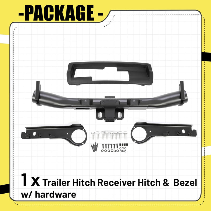 Class IV Trailer Hitch Receiver and Bezel Compatible with 2011-2022 Jeep Grand Cherokee Replacement for 82212180AC 82212180AD 3 Stages 2-inch Square Receiver (You Will Receive 2 Packages) LYAM-341-1+LYAM-341-3