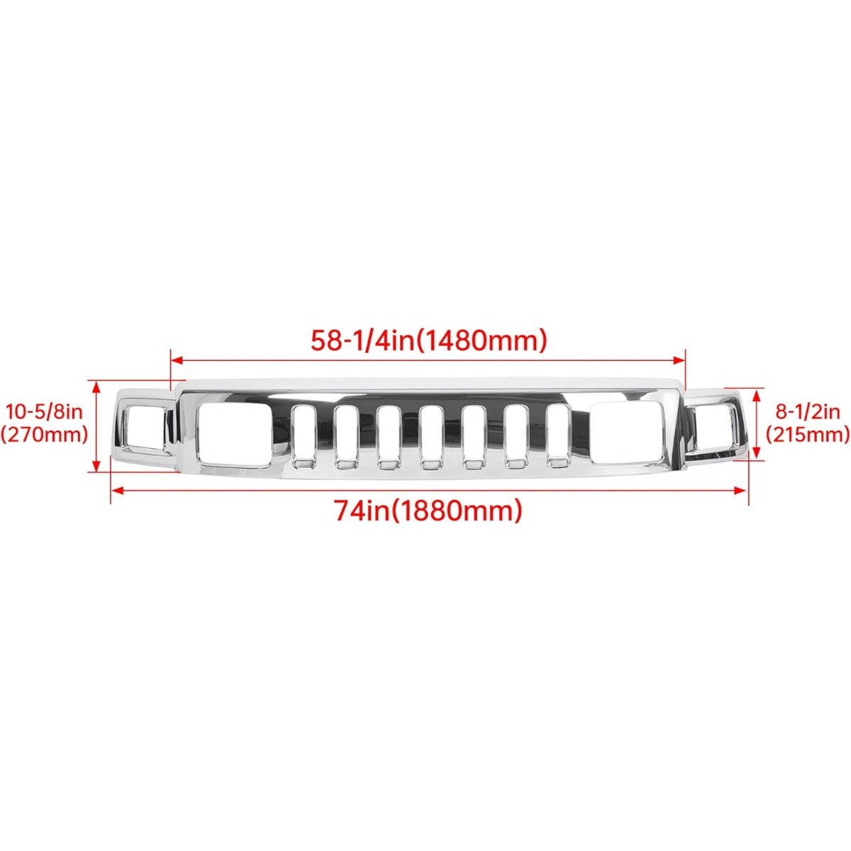 Front Grill Compatible with 2006-2010 Hummer H3 15834196 HU1200100 Upper Face Bar Grille Shell and Insert Assembly Chrome
