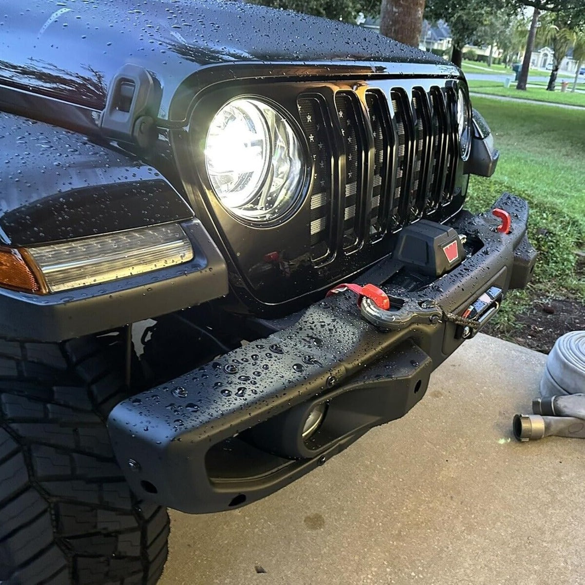 KUAFU Front Bumper Compatible with 2018-2025 Jeep Wrangler JL