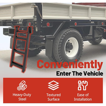 3-Rung Truck Retractable Step, 14-1/4in x 31-1/2in, Universal Fit Most Truck Tractor Trailer,Textured Surface Non-Slip Treads Heavy-Duty Steel