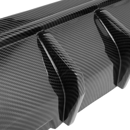 KUAFU Rear Bumper Diffuser Compatible with 2015-2023 Chrysler 300 Models Dual Round Exhaust Shark Fin Rear Bumper Lower Spoiler Valance Diffuser Lip Splitter Plastic(ABS) Carbon Fiber Color