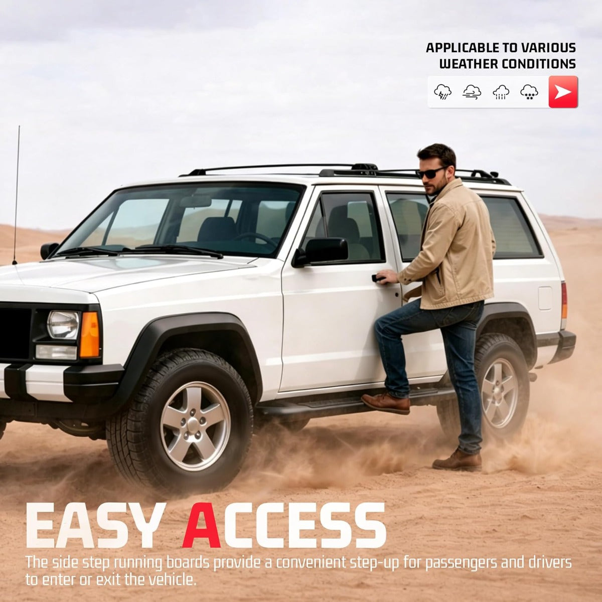 ALMULOO Steps Compatible with Cherokee 4 Door Running Boards Step Bars