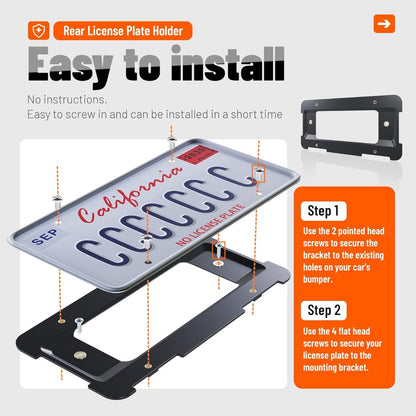 Rear License Plate Holder Bracket Frame Mount Compatible with BMW 1/2/3/4/5/6 Series X1 X3 X4 X5 X6 Z4 Replacement for 51187160607 511882380615