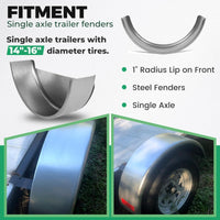 Load image into Gallery viewer, HECASA Steel Round Single Axle Trailer Fender and Fender Back Fits 14” to 16” Diameter Wheels - 32” x 9” x 15” LYOM-002X1
