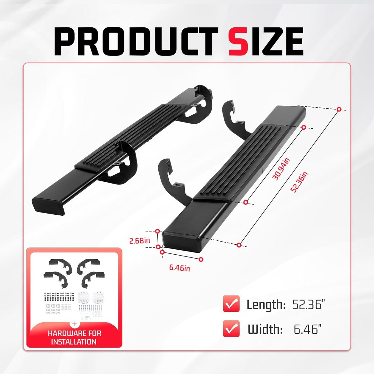 ALMULOO Side Steps Compatible with 19-25 Silverado/Sierra HD Regular Cab