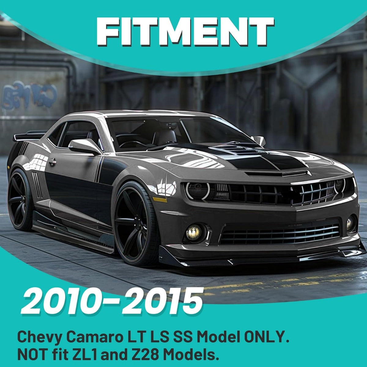 Side Skirts Compatible with 2010-2015 Chevy Camaro LT LS SS Model Rocker Panels Guard Extension Body Kit PP - Glossy Black LYAP-722-1