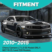 Load image into Gallery viewer, KUAFU Side Skirts Compatible with 2010-2015 Chevy Camaro LT LS SS Model Rocker Panels Guard Extension Body Kit PP - Glossy Black LYAP-722-1

