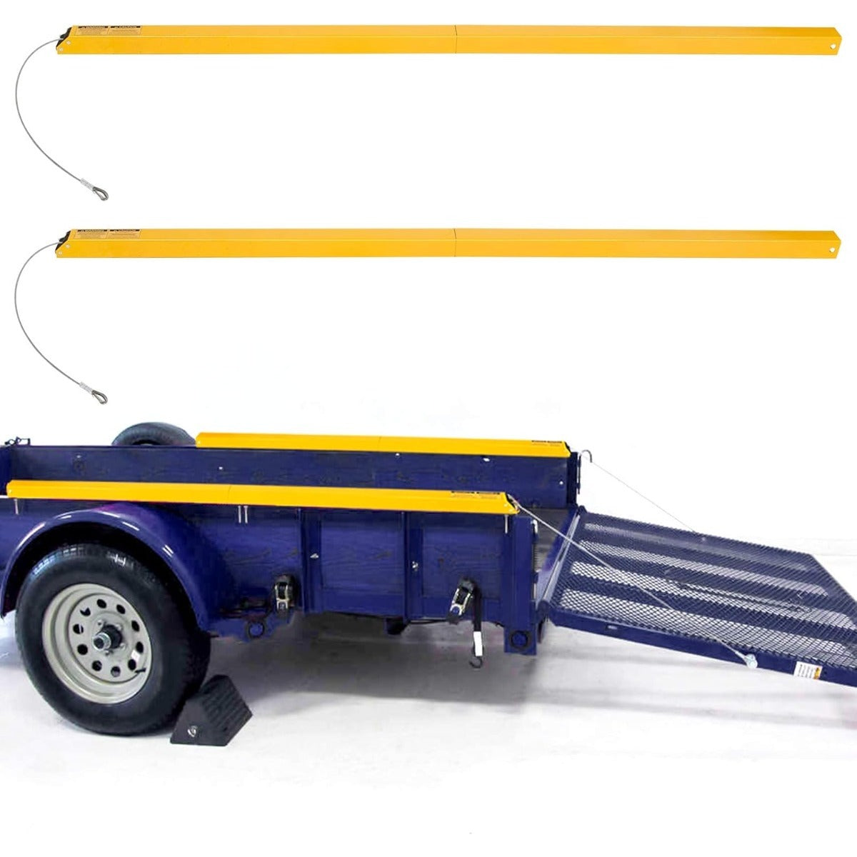2 Sided Tailgate Utility Trailer Gate Liftgate Ramp Lift Assist System w/ 12 to 24 Inch Height Side Rail, 4 to 6 Feet Height Ramp Assist System