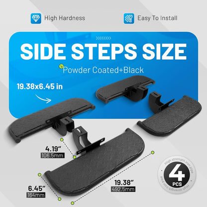 Side Steps Compatible with 2018-2025 Jeep Wrangler JL Unlimited 4-Door, High-Strength Running Boards, Steel Step Bars, Powder-Coated 4-Piece Set