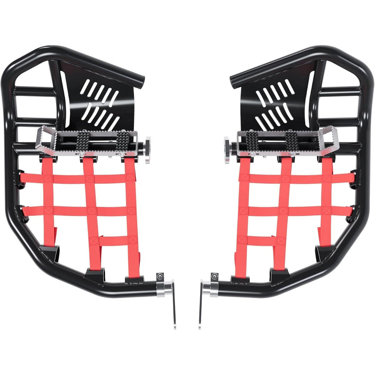 Nerf Bars Foot Pegs Compatible with Honda Sportrax 400 TRX 400EX 400X All Years (Black Nerfs & Red Nets)