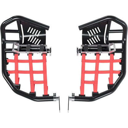 Nerf Bars Foot Pegs Compatible with Honda Sportrax 400 TRX 400EX 400X All Years (Black Nerfs & Red Nets)