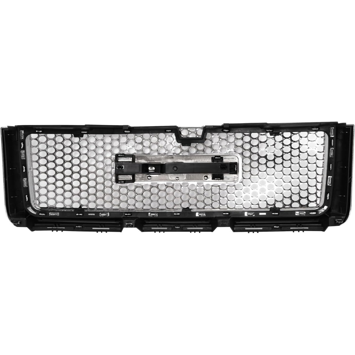 Front Upper & Lower Grill Compatible with 2007-2013 GMC Sierra 1500 Denali Bumper Grille Chrome Silvery