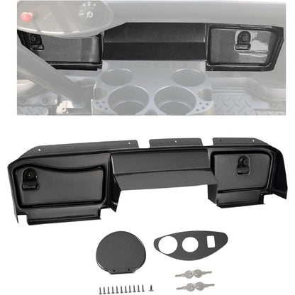 Dashboard Cover W/Locking Doors Compatible With 2008-2014 EZGO RXV Gas/Electric Models, Carbon Fiber Style Print Front Dash Cover (Not For 2015-Up 2nd Gen)