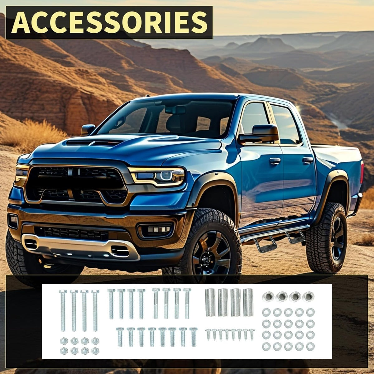 Side Step Compatible with 1967-2020 Chevrolet Toyota Ford Dodge Jeep GMC Nissan Mazda Aluminum 2 Pcs Side Step for Pickups & Trucks Black