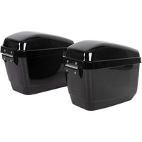 Load image into Gallery viewer, Universal Motorcycle Trunk Luggage Storage Box &amp; Hard Saddle Bags Saddlebags w/Mounting Kit Compatible with Harley Davidson Honda Yamaha Suzuki Kawasaki Cruiser Shadow Vulcan - 2 Packages DMYS-B+GA-B
