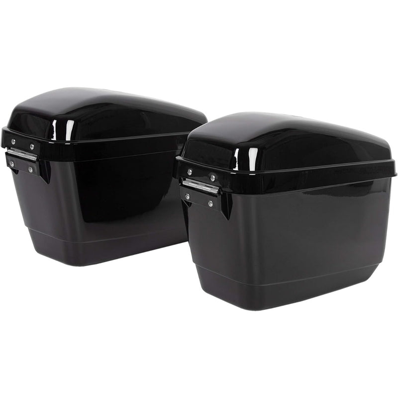 Universal Motorcycle Trunk Luggage Storage Box & Hard Saddle Bags Saddlebags w/Mounting Kit Compatible with Harley Davidson Honda Yamaha Suzuki Kawasaki Cruiser Shadow Vulcan - 2 Packages DMYS-B+GA-B