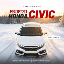 ALMULOO 3Pcs Front Bumper Lip Compatible with 2016-2021 Honda Civic Sedan