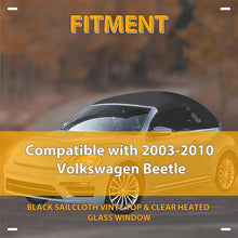 Convertible Soft Top for 2003-2010 Volkswagen Beetle, Soft Roof Replacement with Clear Heated Glass Window, Premium Grade Black Sailcloth Vinyl