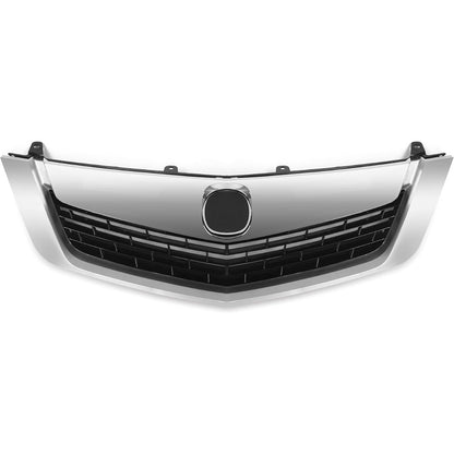 HECASA Front Grille Compatible with 2009 2010 ACURA TSX Silver ABS Plastic Grill With Moulding Trim
