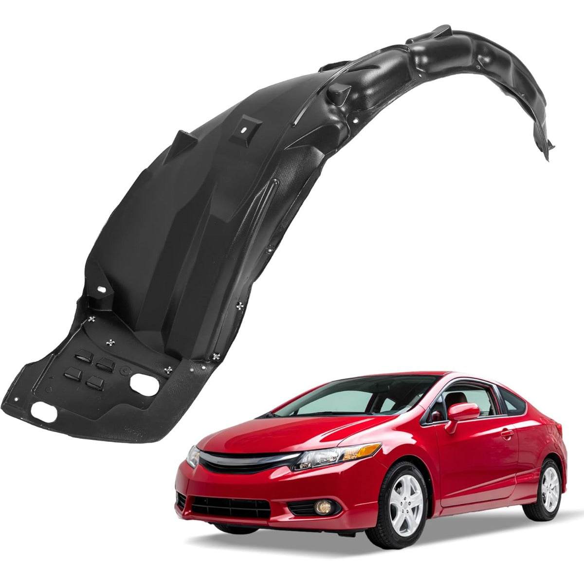 Front Pair Fender Liner Inner Panel for 2012-2015 Honda Civic Replacement for Wheel Liner Splash Shields Guard Driver & Passenger Side