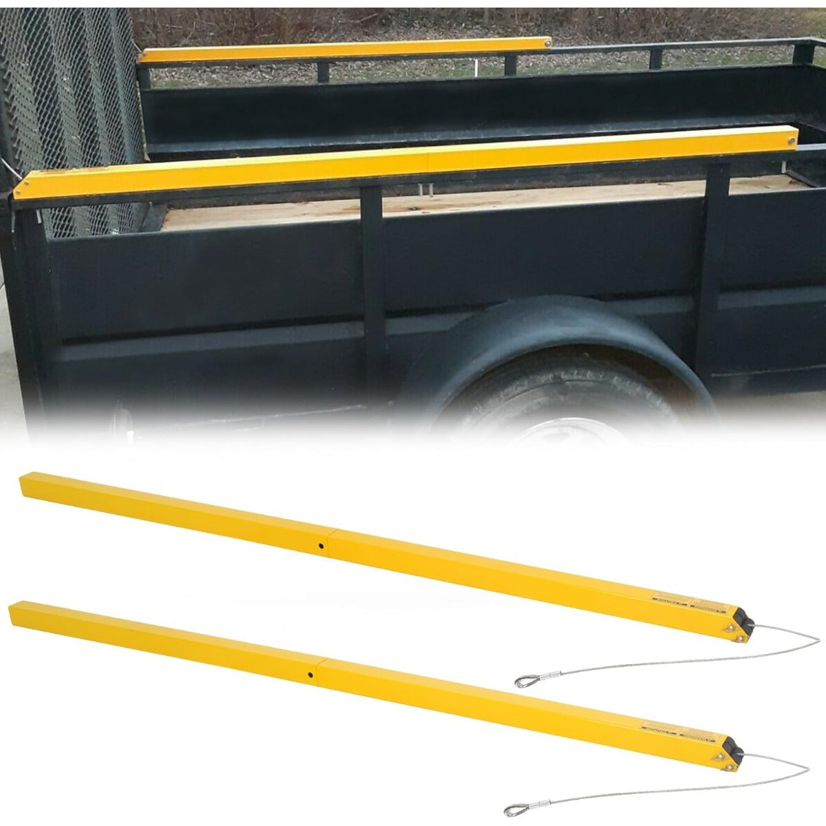 2 Sided Tailgate Utility Trailer Gate Liftgate Ramp Lift Assist System w/ 12 to 24 Inch Height Side Rail, 4 to 6 Feet Height Ramp Assist System
