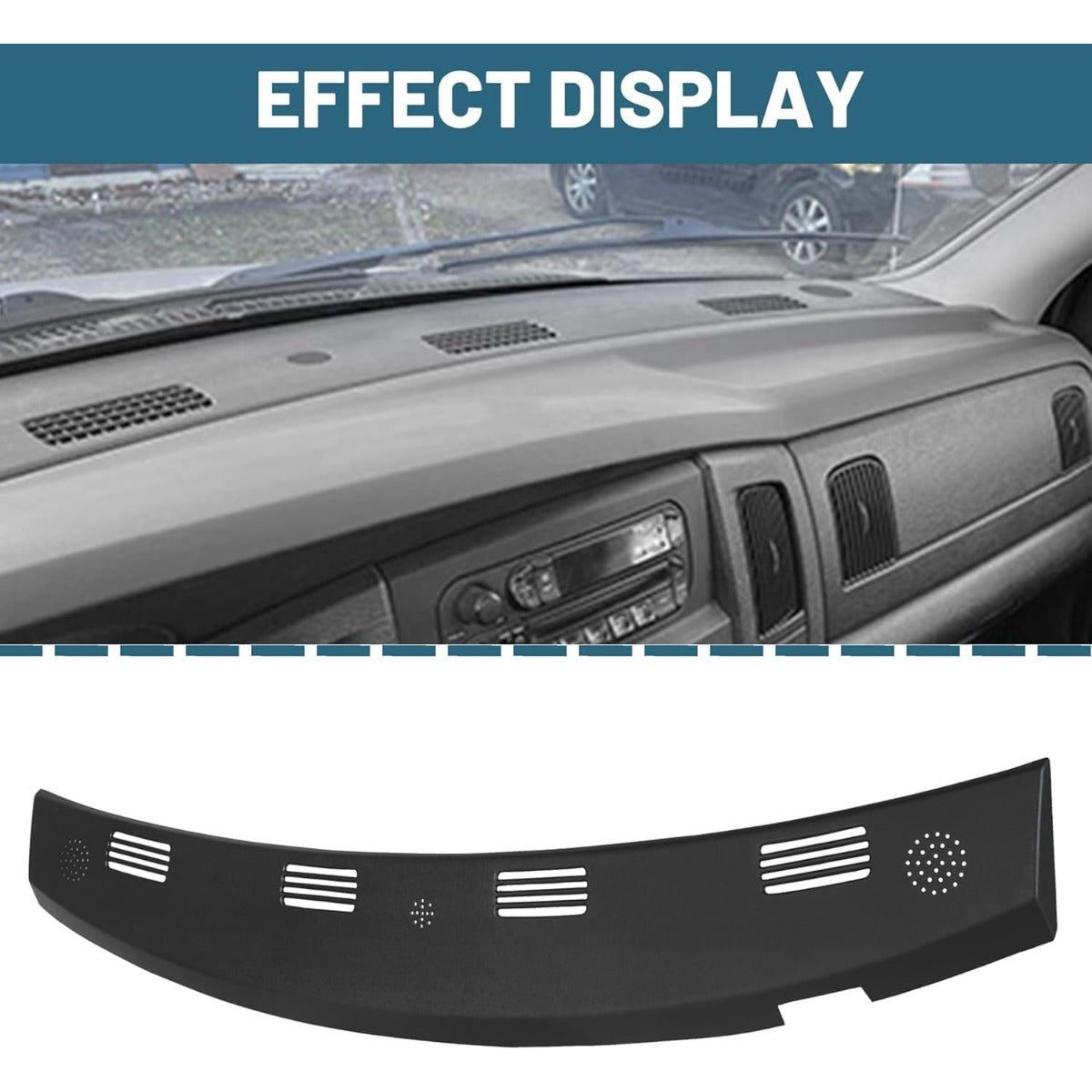 Dash Board Cover Compatible with 2002 2003 2004 2005 Dodge Ram 1500 2500 3500 ABS Plastic Textured Black