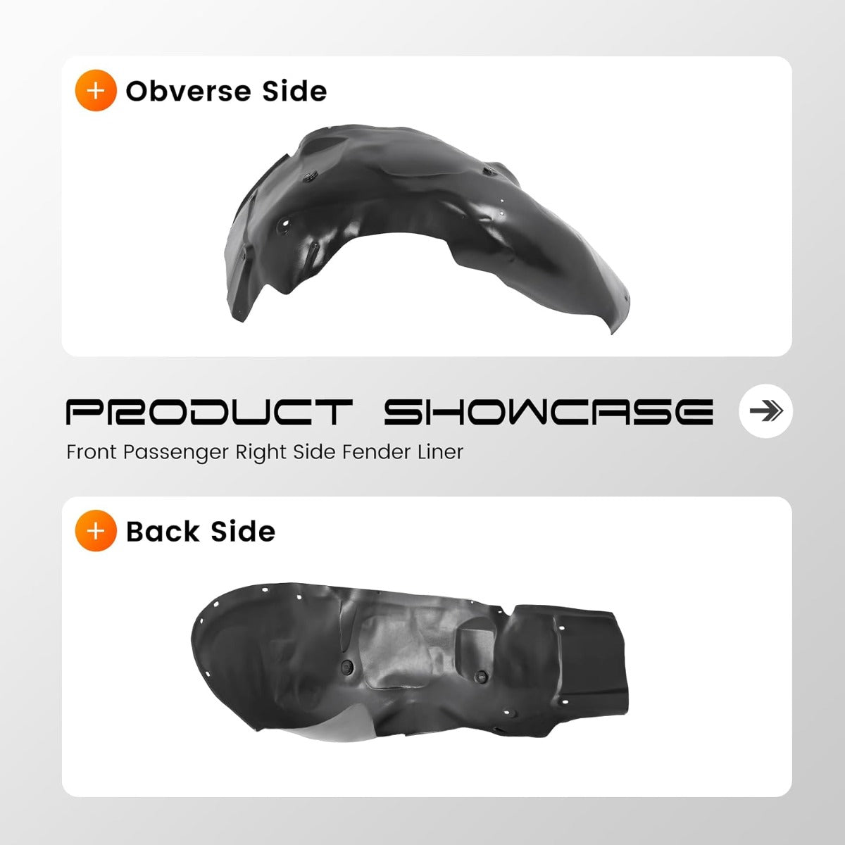 Front Right Fender Liner Compatible with 2007-2013 Chevy Chevrolet Silverado 1500 Replace for 22779790 15945960 20782780 25828536GM1249183 Plastic(PE) Wheel Liner Splash Guard Unfinished Black