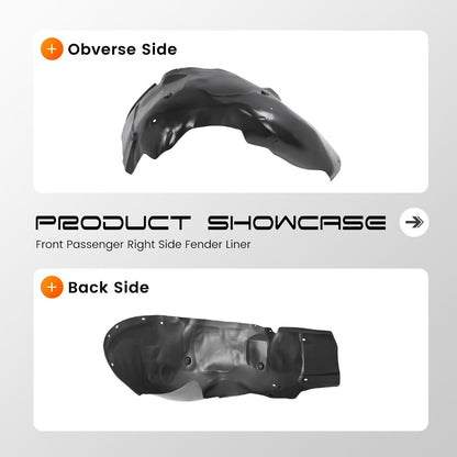 Front Right Fender Liner Compatible with 2007-2013 Chevy Chevrolet Silverado 1500 Replace for 22779790 15945960 20782780 25828536GM1249183 Plastic(PE) Wheel Liner Splash Guard Unfinished Black