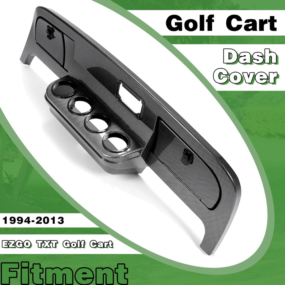 Golf Cart Dash Assembly Compatible with 1994-2013 EZGO TXT Golf Cart Dashboard Dash Kit Carbon Fiber Printing (w/Hardware and Keys)