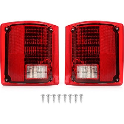 HECASA LED Tail Light Compatible with 1975-1986 Chevy Chevrolet C10 Tail Lamp Red Lens Plastic w/LED Light and Wiring Pair Replacement for CTL7387LED-L CTL7387LED-R