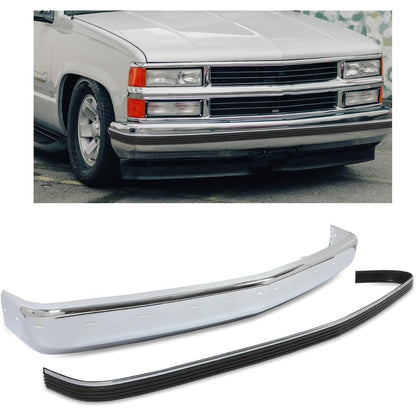 KUAFU Front Bumper Face Bar Trim Compatible With 1988-2000 Chevy Silverado GMC Sierra C/K 1500 2500 3500 Blazer Tahoe Suburban Yukon Impact Strip w/Molding Holes GM1002802 GM1057127 15574111 15574113