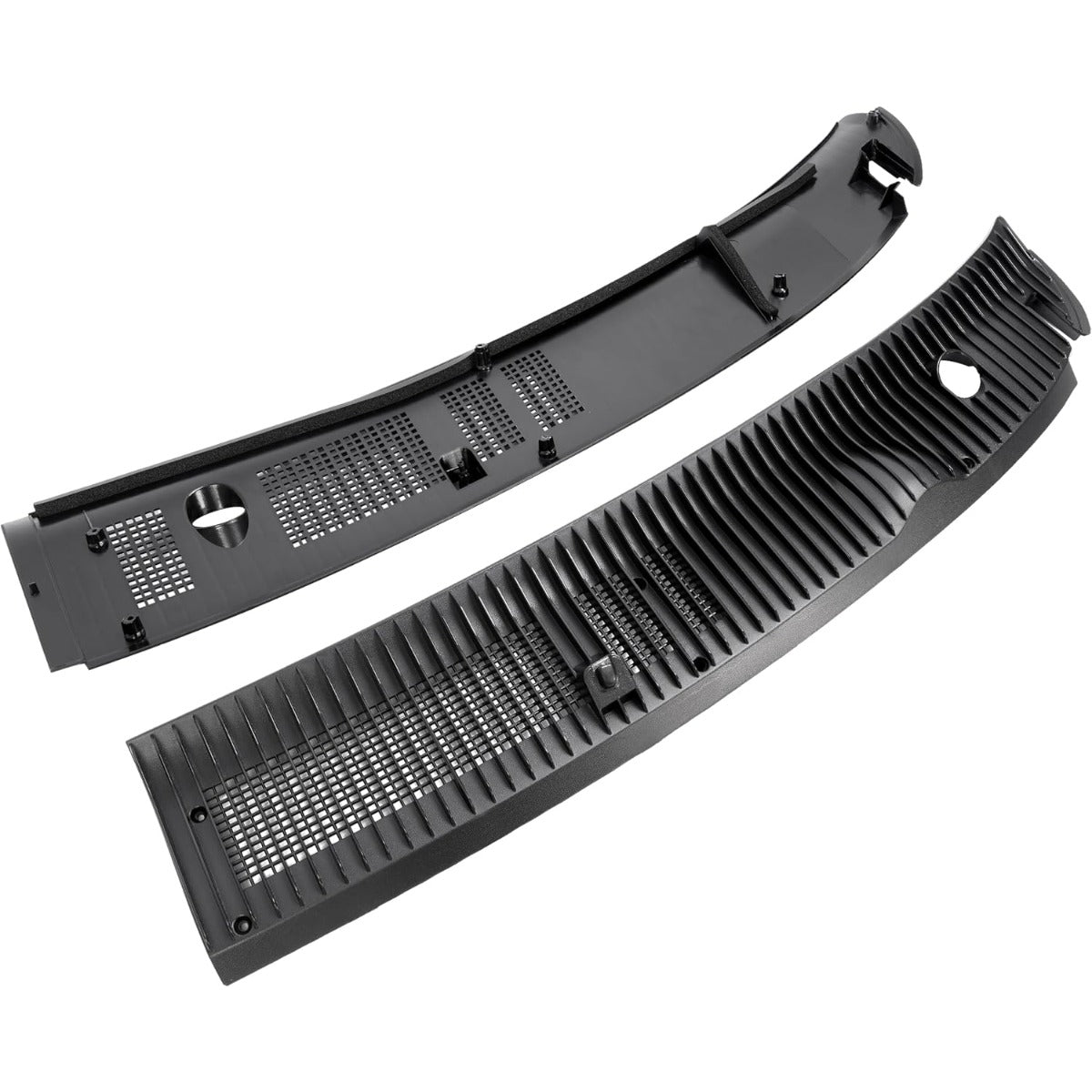 HECASA Front Windshield Wiper Cowl Panel Cover Compatible with 1992-2024 Ford E-Series E-150 E-250 E-350 Replacement for 8C2Z15022A68AA 8C2Z15022A69AA Window Wiper Cowl Panel Vent Grille Plastic Black