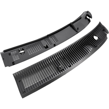 HECASA Front Windshield Wiper Cowl Panel Cover Compatible with 1992-2024 Ford E-Series E-150 E-250 E-350 Replacement for 8C2Z15022A68AA 8C2Z15022A69AA Window Wiper Cowl Panel Vent Grille Plastic Black