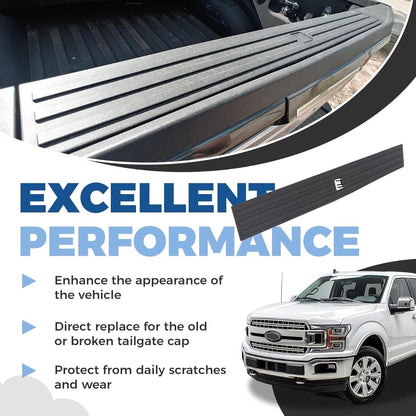 Center Tailgate Molding Trim Compatible with 2015-2020 Ford F150 F-150 Replacement for FL3Z9940602B FO1904135 Flexible Flex Step Cap Top Trim Protector Cover w/Release Button