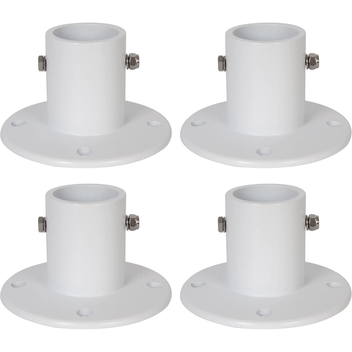 HECASA Deck Anchor Flange Cast Above Ground Pool Ladders Handrails or Slide | 1 7/8" Inch Diameter of 1.9" Aluminum White (4PC)