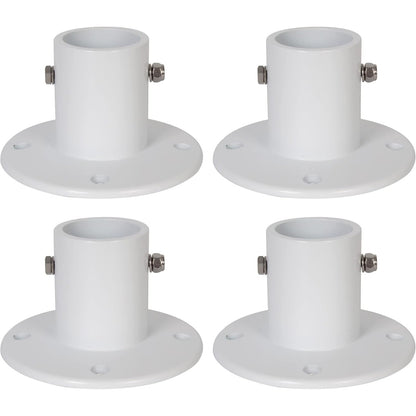HECASA Deck Anchor Flange Cast Above Ground Pool Ladders Handrails or Slide | 1 7/8" Inch Diameter of 1.9" Aluminum White (4PC)