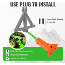 Sleeve Hitch Adapter Fit for 2 Inches Receiver Compatible with 3-Point Hitch Sub-Compact Tractor Steel Lawn Garden Farm Tractor Hitch Adapter Orange
