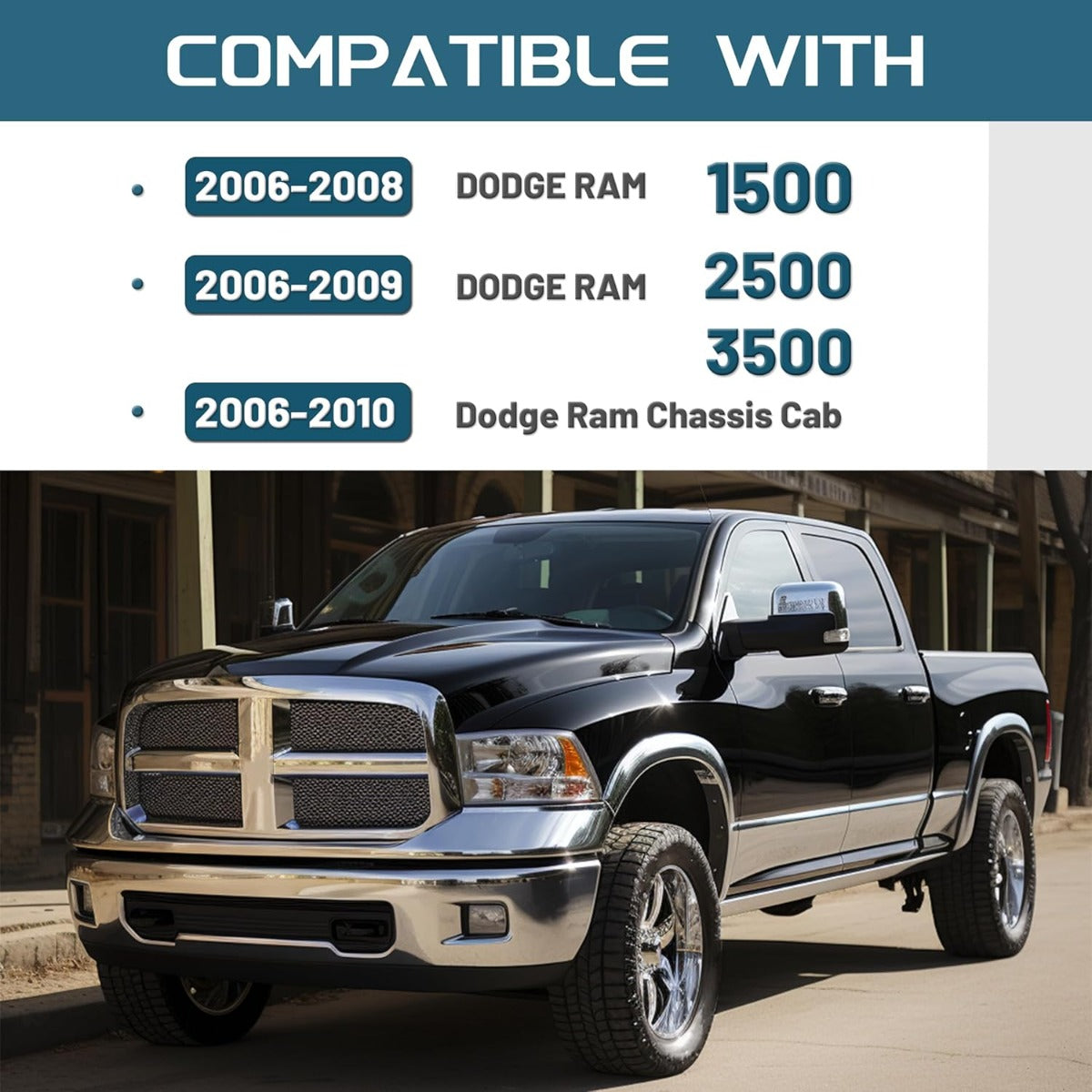 Double Din Dash Kit Compatible with 2006-2010 Dodge Ram 1500 2500 3500 Chassis Cab Crew Cab Pickup Radio Dash Installation Kit w/Wiring Harness Black