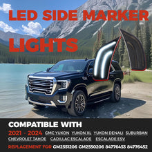 HECASA Front LED Side Marker Light Compatible with 2021-2024 GMC Yukon/Yukon XL/Yukon Denali Chevy Chevrolet Tahoe Cadillac Escalade/Escalade ESV 5th Suburban 12th Smoke Lens White Light