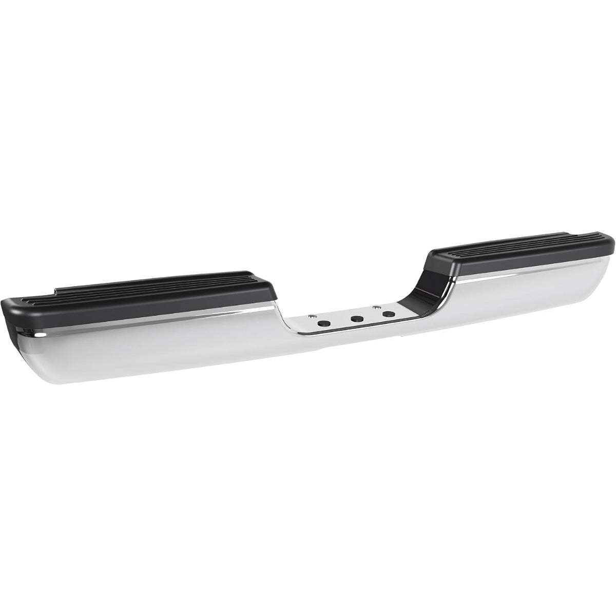 Rear Bumper Assembly Compatible with 1994-2002 Dodge Ram 1500 2500 3500 Fleetside/Styleside W/Step Pads Silvery+Black Steel+Plastic Powder Coated+Chrome Heavy Duty CH1102328