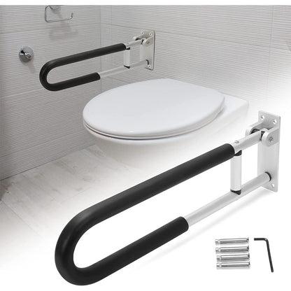 HECASA Toilet Grab Bar 23.6 Inch Flip Up Handicap Grab Bars Rails Folding Support for Elderly Disabled Pregnant Woman Bathroom Shower Safety Toilet Safety Rail