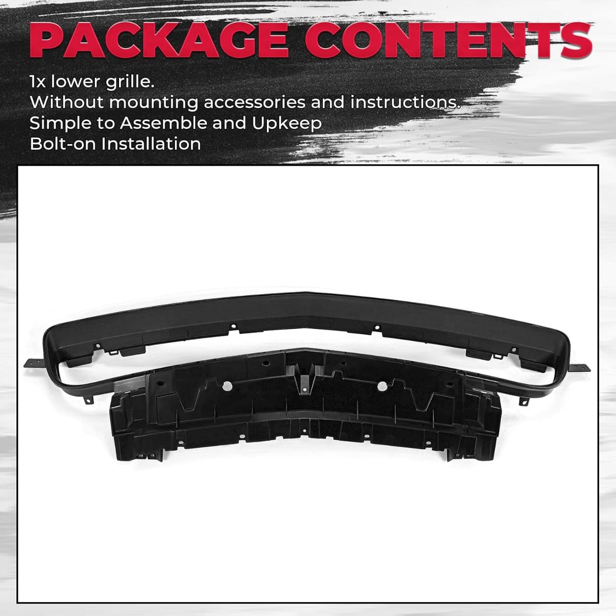 Front Bumper Lower Grille Reinforcement Compatible with 2015-2022 Dodge Challenger Black Grille Assembly Replacement for 68260158AA CH1037123