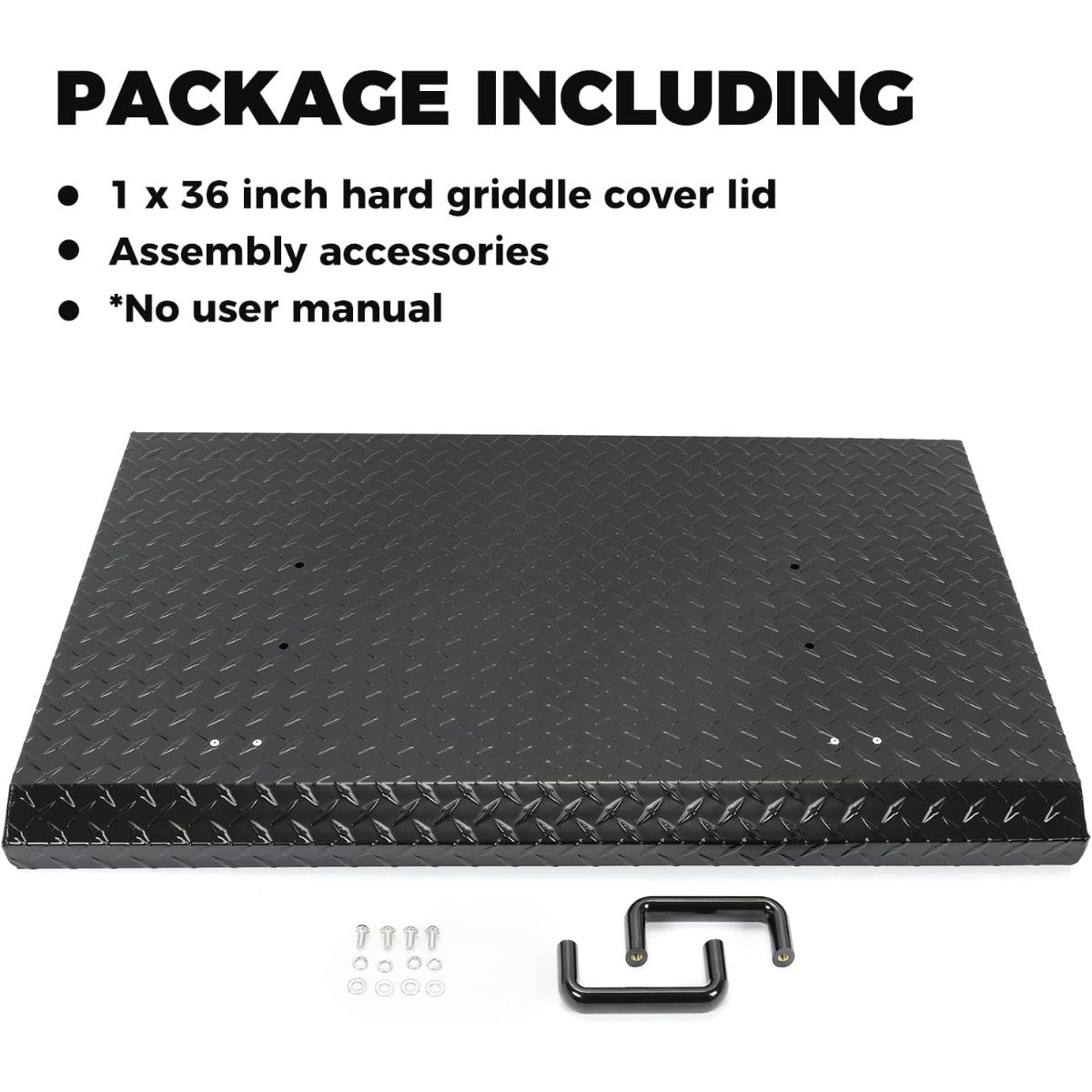 Griddle Hard Top Lid Black Grill Cover with Handle Outdoor Home BBQ Hood for 36" Front or Rear Grease Griddle 36 Inch