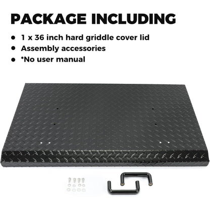 Griddle Hard Top Lid Black Grill Cover with Handle Outdoor Home BBQ Hood for 36" Front or Rear Grease Griddle 36 Inch