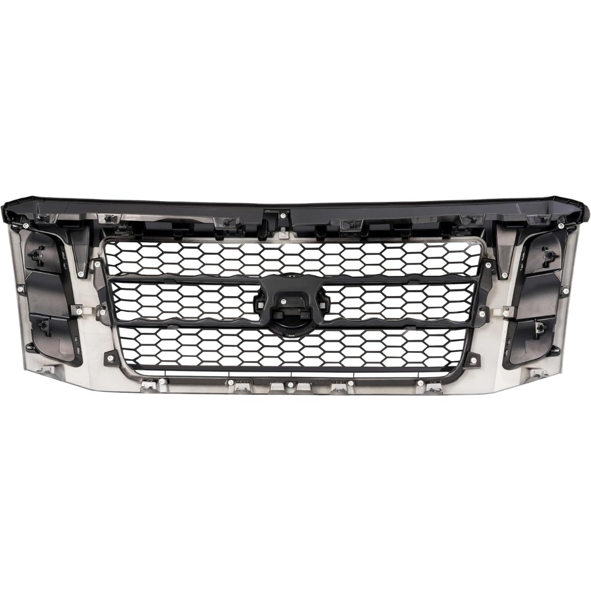 ALMULOO Front Bumper Grille Grill Compatible with 2017-2019 Nissan Titan XD Matte Black Painted