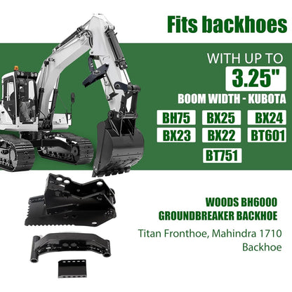 Universal Backhoe Thumb Excavator Attachment Fit for 3.25 Inches Boom Width Compatible with Kubota Woods Mahindra Deere JD Claw Tractor Black Powder Coated Steel Bolt On Durable Heavy Duty