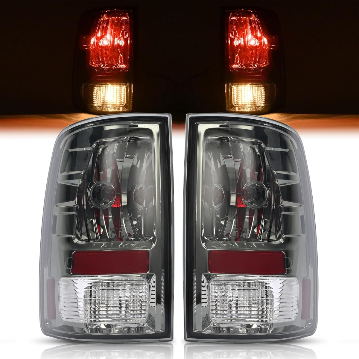 HECASA Pair Tail Light Compatible with 2009-2018 Dodge Ram 1500 2500 3500 Replacement for CH2818124 CH2819124 55277415AA 55277414AA Tail Lamp Driver & Passenger Side Smoke Lens